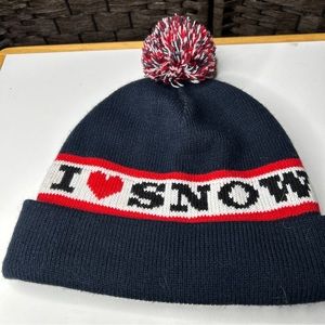 Old Navy I Love Snow-Stripes Watch Cap Winter Beanie Hat Heavy